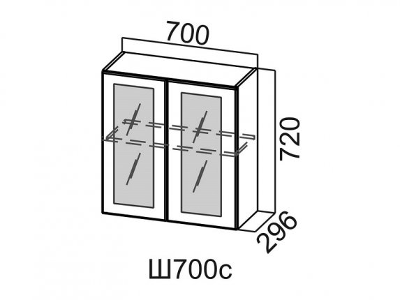 Шкаф навесной 700 со стеклом Ш700с Вектор 700х720х296
